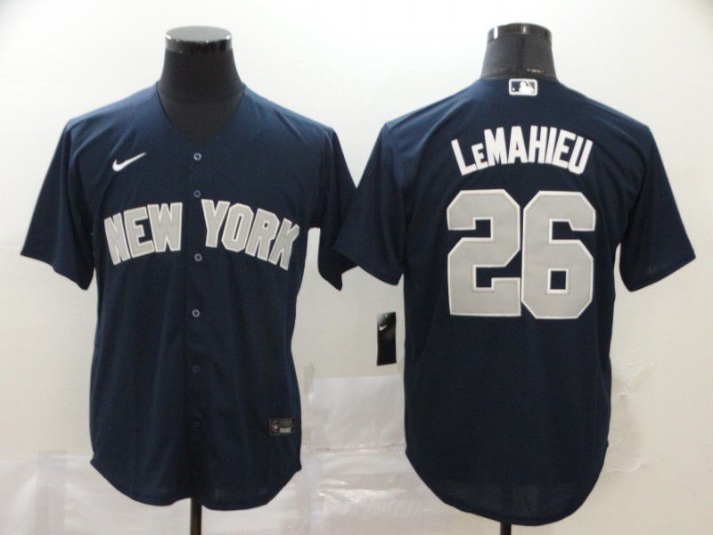 Men New York Yankees 26 Lemahieu Blue Nike Game MLB Jerseys